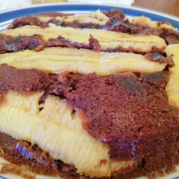 Upside-down banana chocolate cake – No Eggs!!